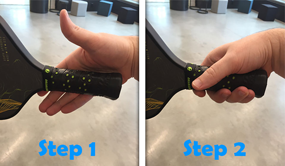 Image of how to properly grip pickleball paddle